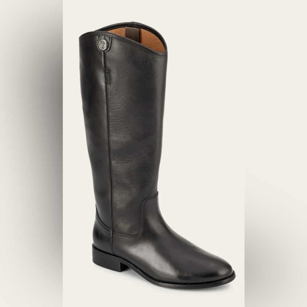 Frye Melissa Black Leather Button Boots Size 9.5B Black Extended Calf